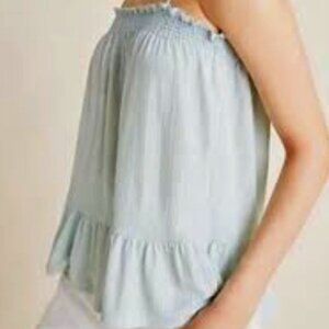 Anthropologie Amadi Baby Blue shimmery Large women summer tank camisole